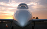 nose of jet aircraft at sunset at DFS